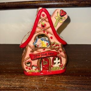 Blue Sky Clayworks Tea Light House Little Love Nest Strawberry Heart Blue Birds